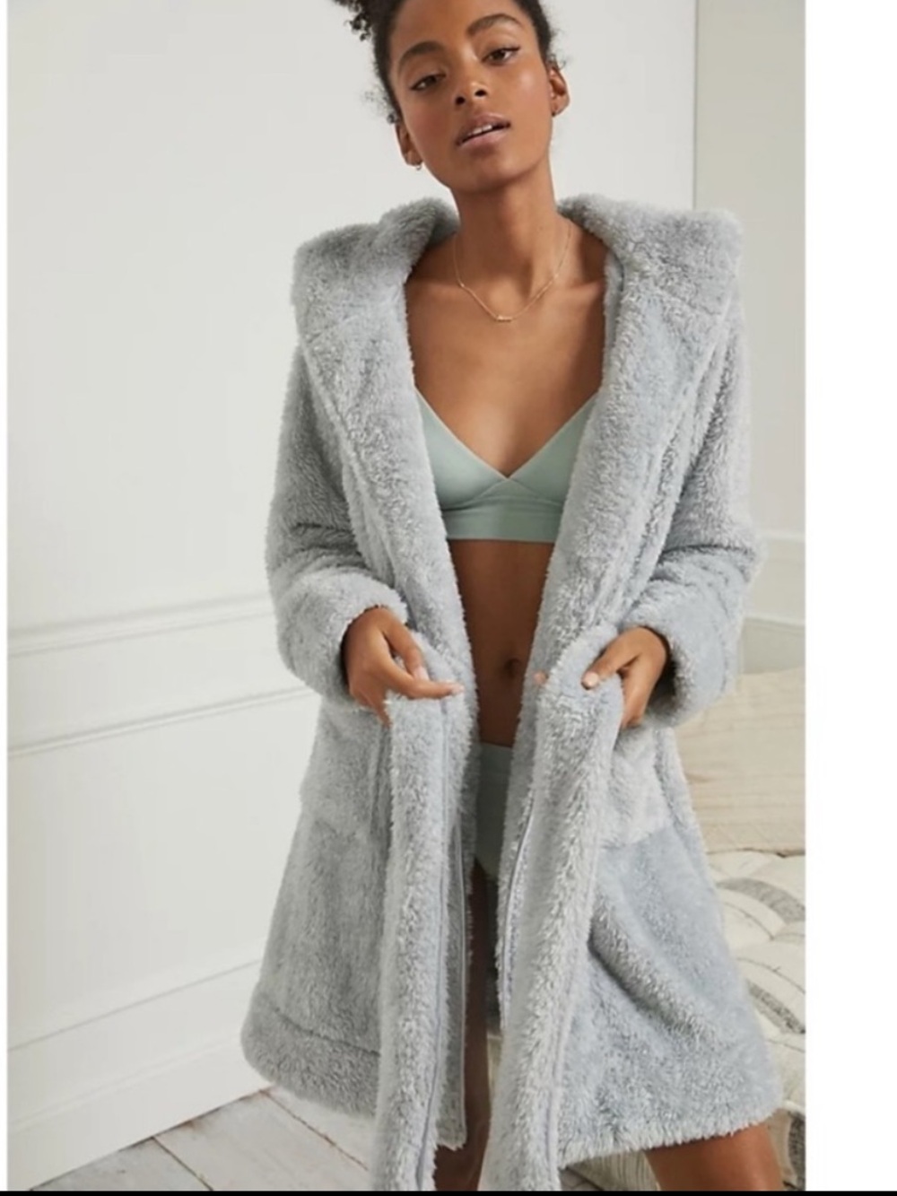 Anthropologie Eri & Ali Prudence Hooded Sherpa Robe, Size XS